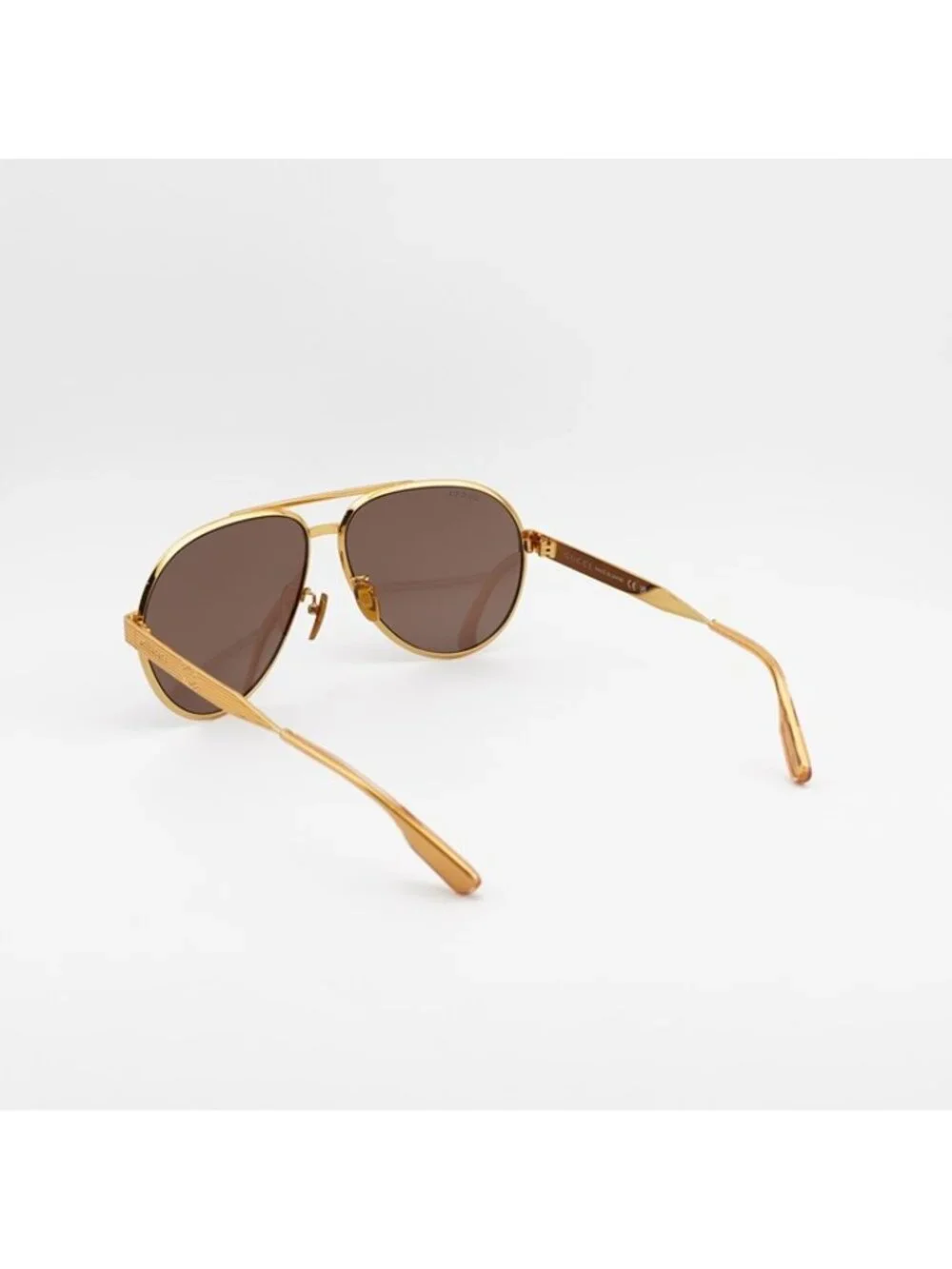 Gucci GG1513S 002 Sunglasses Yellow Gold Aviator Frame, Brown Lens